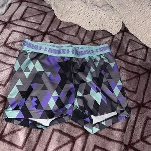 grey, blue, black under amour athletic shorts